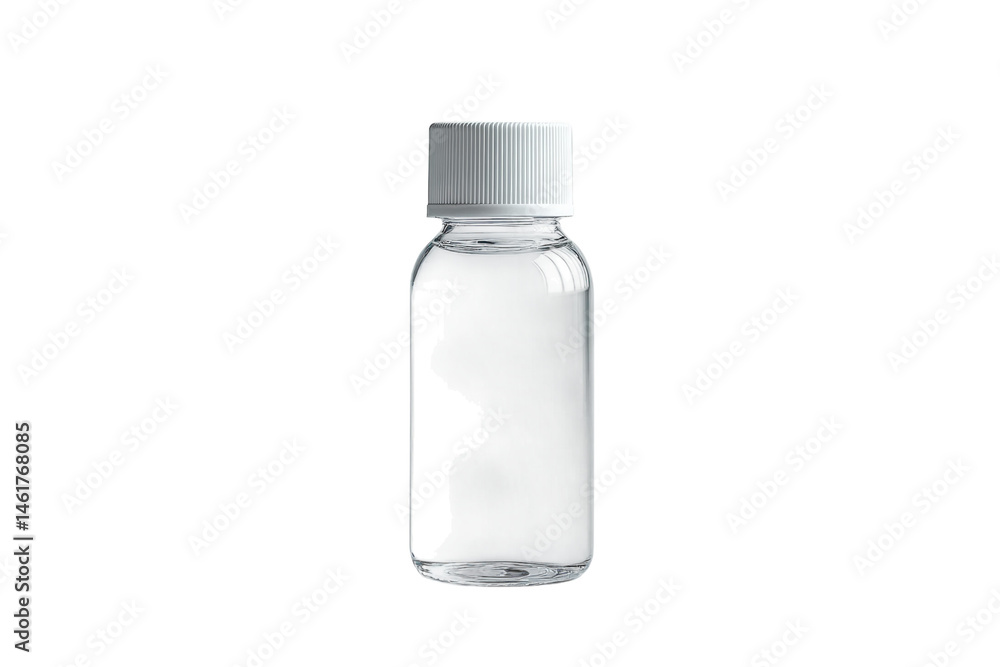 Clear bottle with white cap Clear bottle with white cap