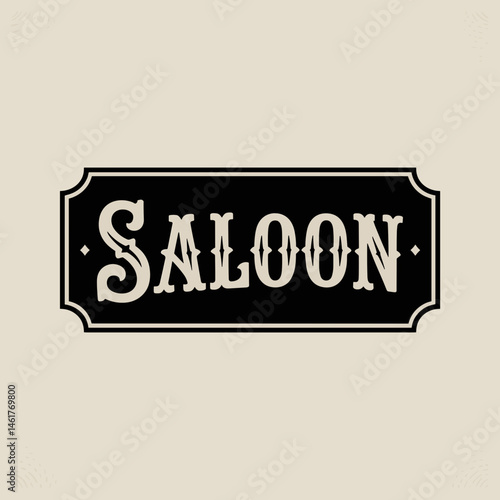 Vintage Western Saloon Sign Design in Black and Beige