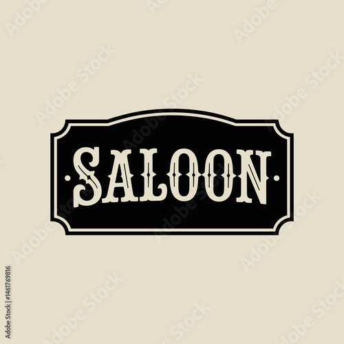 Vintage Western Saloon Sign Design in Black and Beige