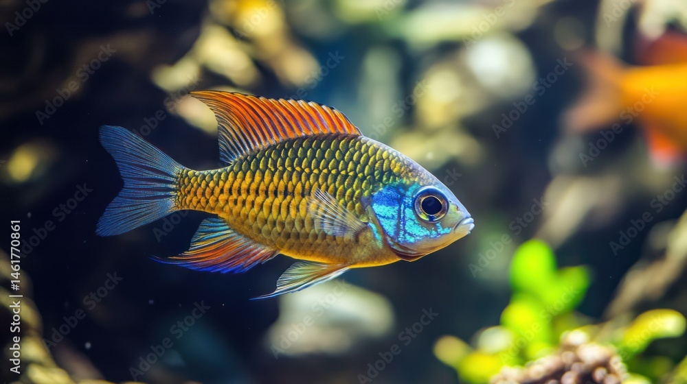 Fototapeta premium Vibrant cichlid in aquarium (1)