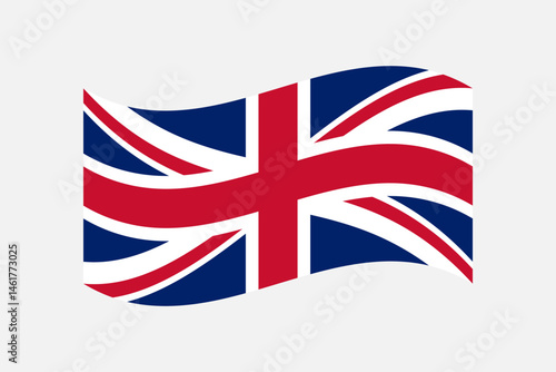 Flag of United Kingdom. UK flag. United Kingdom wavy flag digital vector illustration. Fluttering flag.