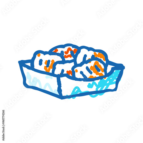 chicken nuggets fast food icon doodle illustration