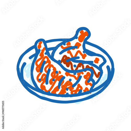 tandoori chicken indian cuisine icon doodle illustration