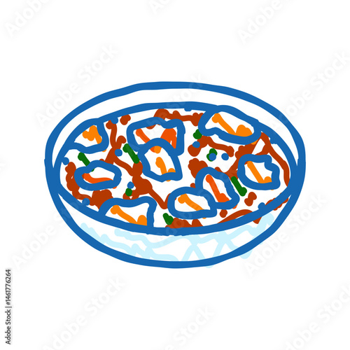 aloo gobi indian cuisine icon doodle illustration