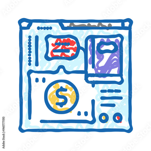 remote fitness coaching icon doodle illustration