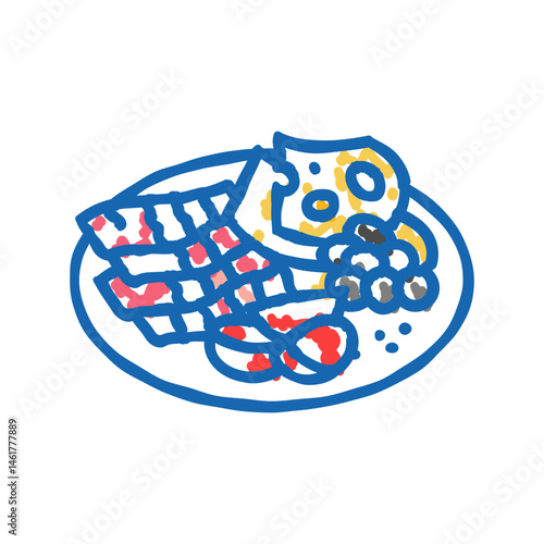tapas selection spanish cuisine icon doodle illustration