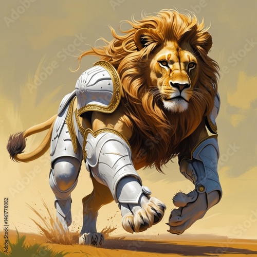 Stunning Lion Warrior Illustration: A Fusion of Strength and Armor