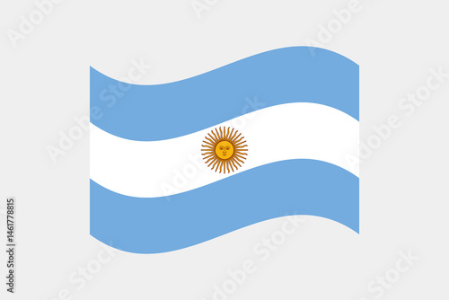 Flag of Argentina. Argentina wavy flag digital vector illustration. Fluttering flag.