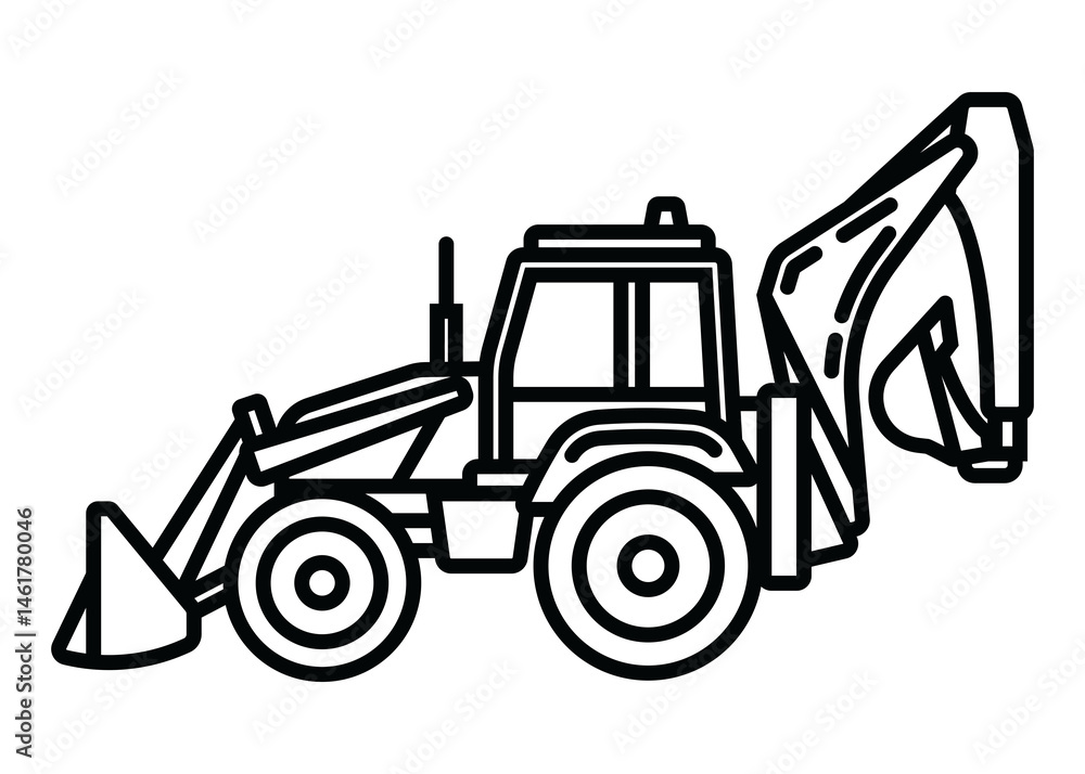 Naklejka premium Contour icon of a tractor on wheels, for agricultural and industrial purposes. A design element.