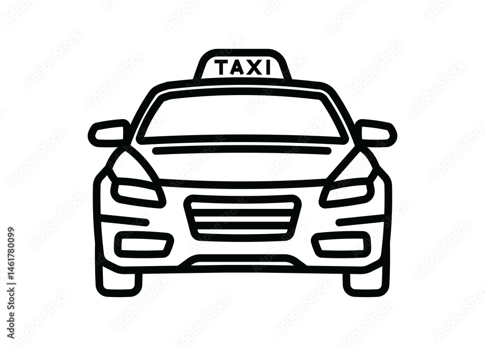 A taxi car. A contour icon. A design element. A taxi car. A contour icon. A design element.