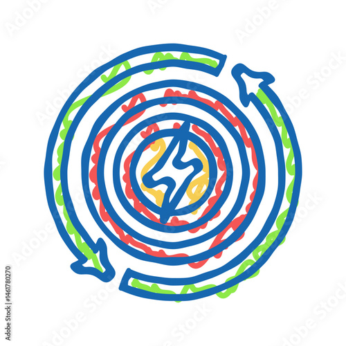 renewable targets energy policy icon doodle illustration