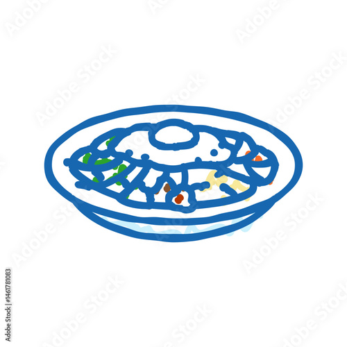 bibimbap dish korean cuisine icon doodle illustration