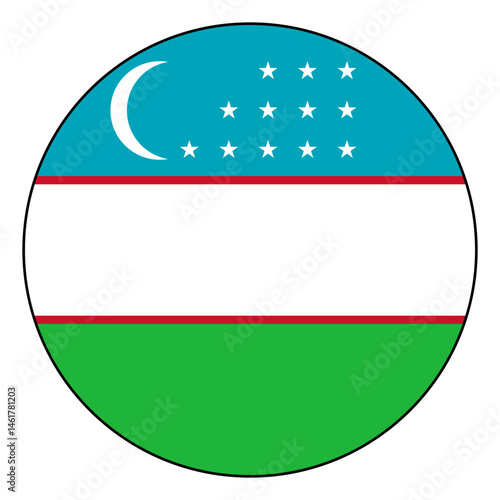 Free Download Flag of Uzbekistan. Black edge. Uzbekistan circle flag logo icon computer vector illustration design. - GFXLoad