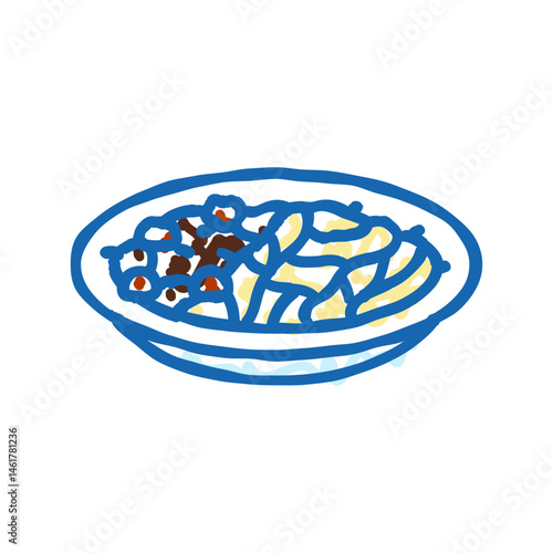 jjajangmyeon korean cuisine icon doodle illustration