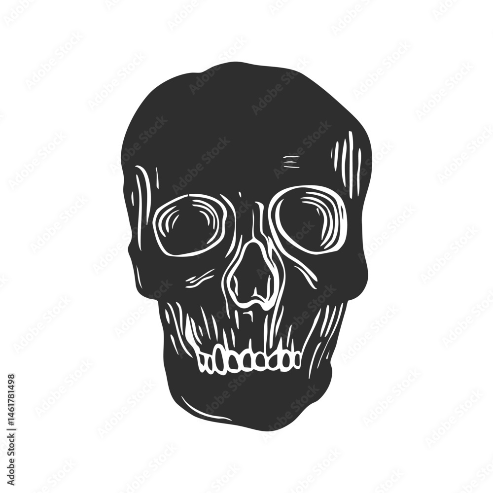 Fototapeta premium Skull Silhouette Illustration. Symbol Of Mortality And Halloween Theme. Isolated Vector Illustration