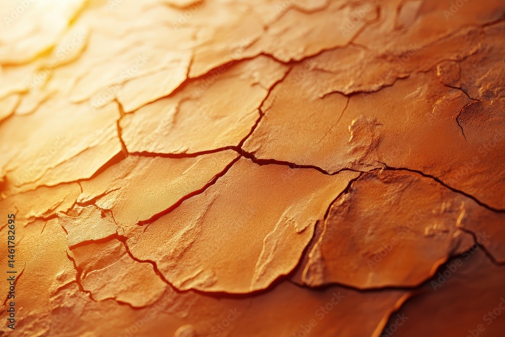 Fototapeta premium Sun-baked earth's cracked surface texture close-up.