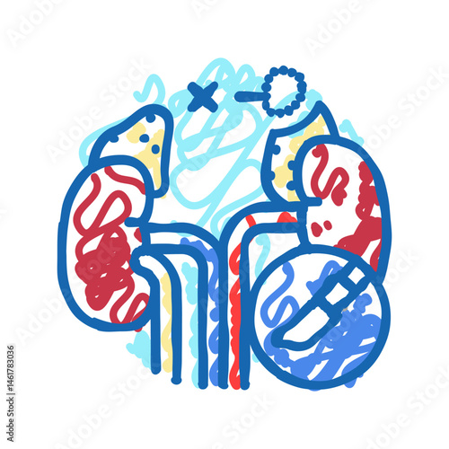 adrenalectomy surgery icon doodle illustration