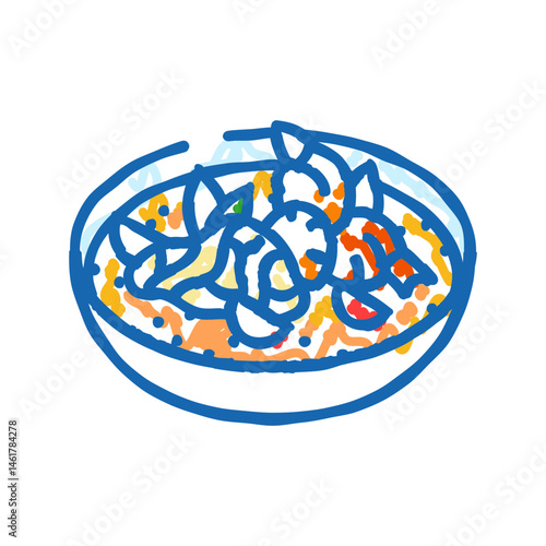 tom yum soup thai cuisine icon doodle illustration