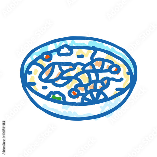 coconut soup thai cuisine icon doodle illustration