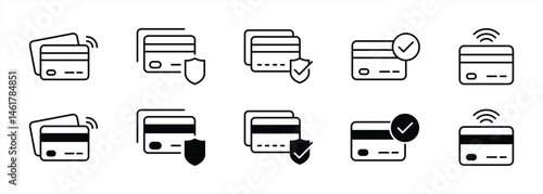 credit card icon set. contain payment thin line icon for your app and web. vector illustration