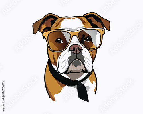 Cute and cool Bulldog vector with glasses
