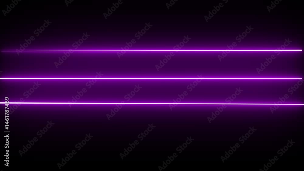 Horizontal neon line animation moving from right to left on black screen. Abstract glowing neon lights blinking lines moving animation. Horizontal neon line animation moving from right to left on black screen. Abstract glowing neon lights blinking lines moving animation.
