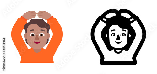Person Gesturing OK Emoji (Medium Skin Tone, Orange Shirt)

