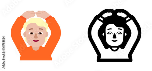 Person Gesturing OK Emoji (Light Skin Tone, Orange/Blonde Hair, Orange Shirt)
