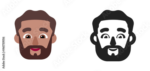 Bearded Man Emoji (Dark Hair, Medium-Light Skin Tone)
