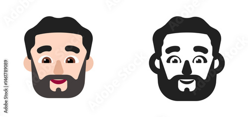 Bearded Man Emoji (Dark Hair, Light Skin Tone)
