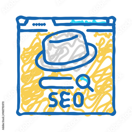 gray hat seo icon doodle illustration