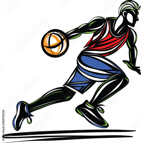 Dynamic illustration of a basketball player
