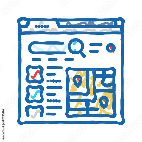 social bookmarking seo icon doodle illustration