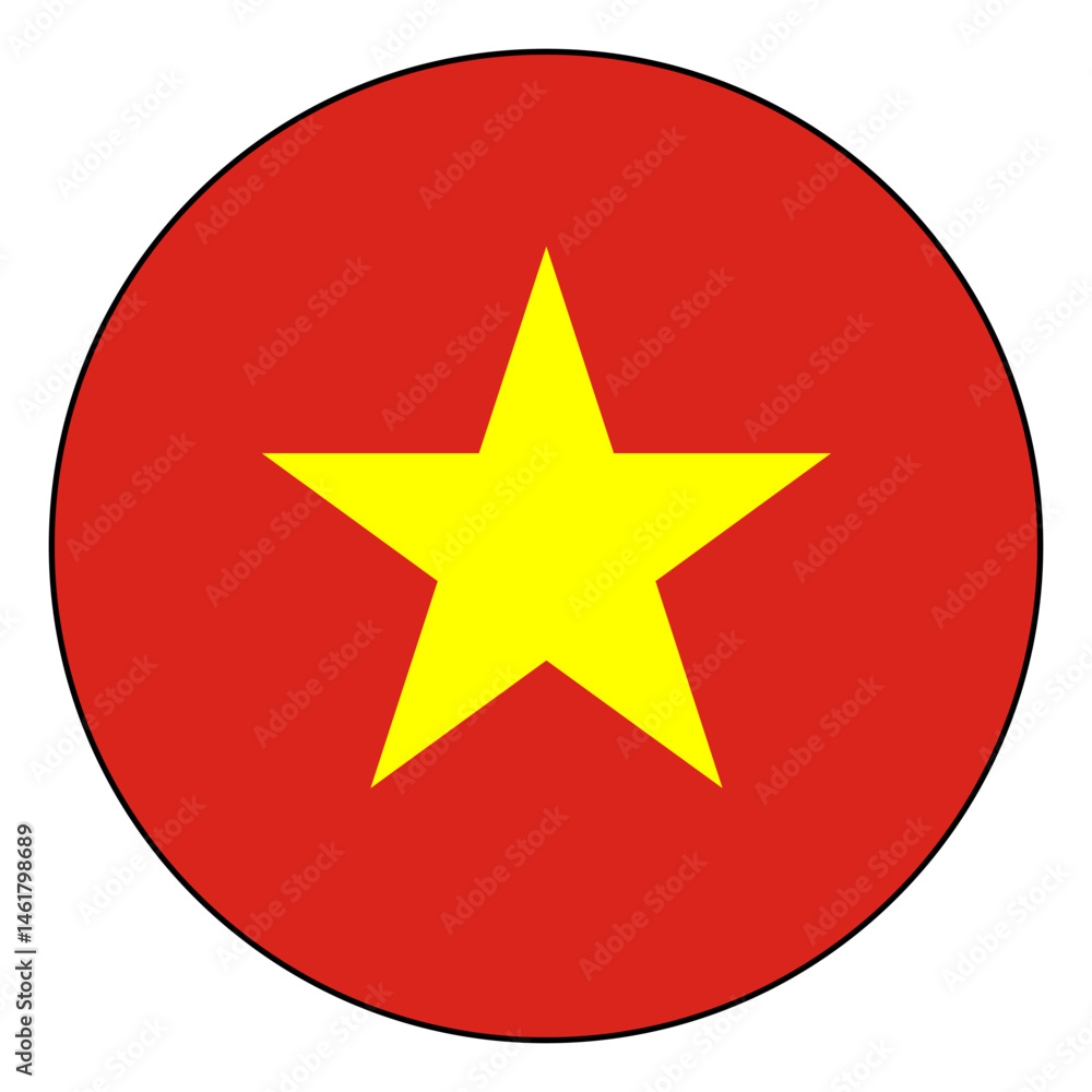 Flag of Vietnam. Black edge. Vietnam circle flag logo icon computer vector illustration design. Flag of Vietnam. Black edge. Vietnam circle flag logo icon computer vector illustration design.