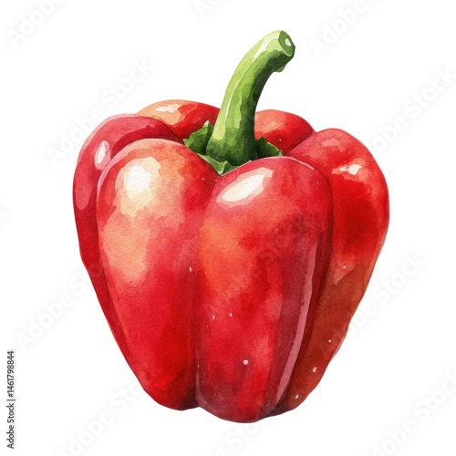A watercolor red pepper on transparent background