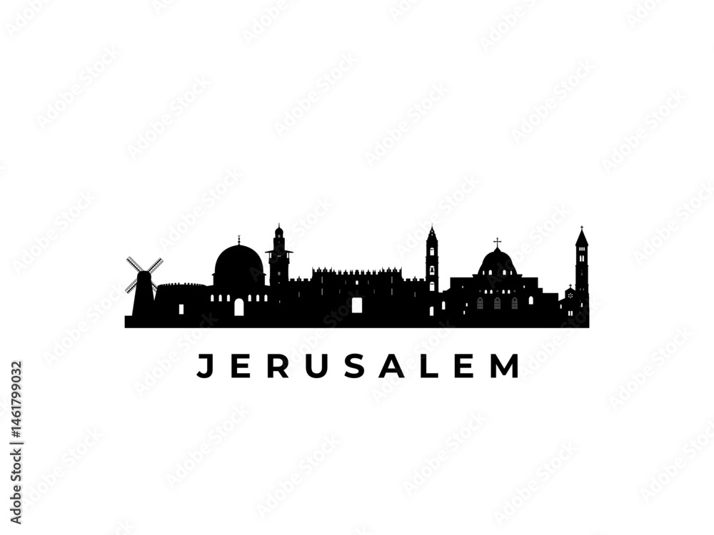 Fototapeta premium Vector Jerusalem skyline. Travel Jerusalem famous landmarks. Business and tourism concept for presentation, banner, web site.