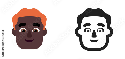 Person's Face Emoji (Orange/Red Hair, Very Dark Skin Tone)
