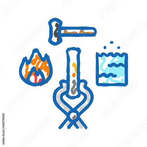 riveting blacksmith icon doodle illustration