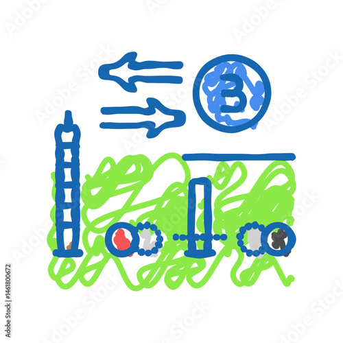 triple peel croquet game icon doodle illustration
