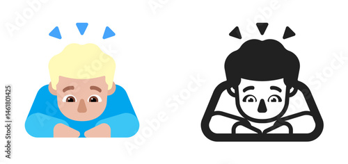 Person Bowing Deeply Emoji (Blonde Hair, Blue Shirt)
