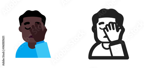 Person Facepalming Emoji (Very Dark Skin Tone, Blue Shirt)
