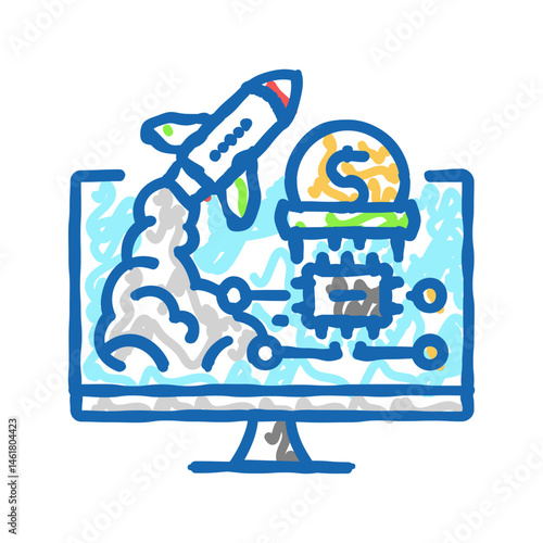 tech startup enthusiast icon doodle illustration