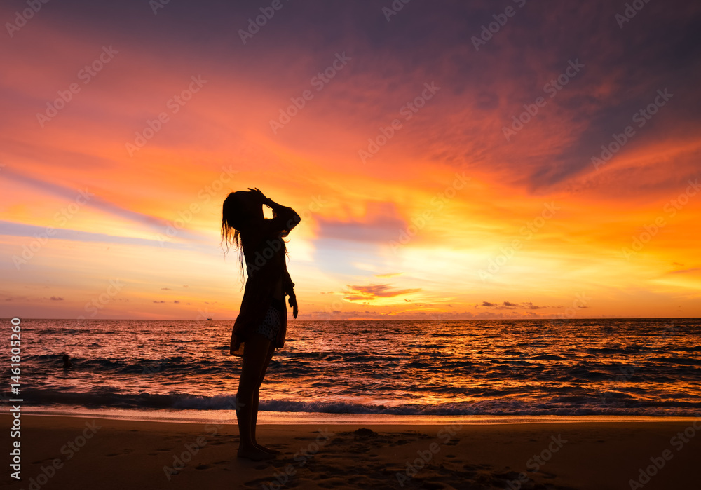 silhouette of single young woman on Karon beach when sunset at Phuket, Thailand
silhouette of single young woman on Karon beach when sunset at Phuket, Thailand