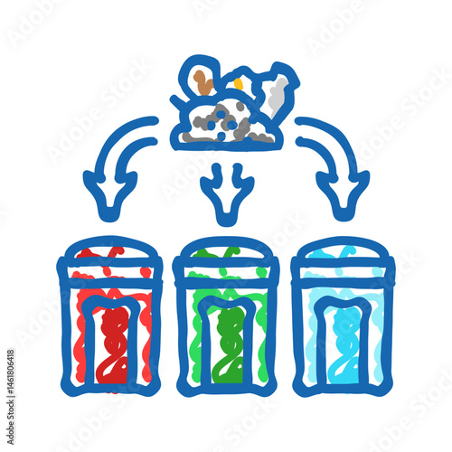 segregation waste sorting icon doodle illustration
