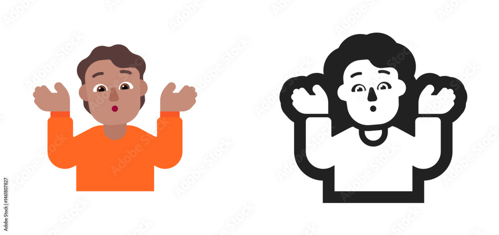 Fototapeta premium Person Shrugging Emoji (Medium Skin Tone, Orange Shirt) 