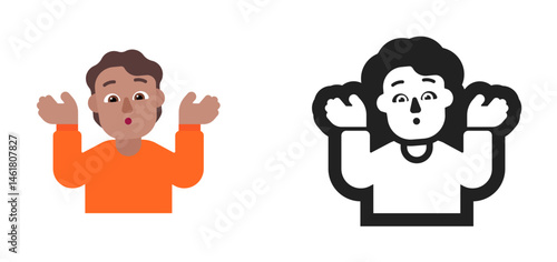 Person Shrugging Emoji (Medium Skin Tone, Orange Shirt)
