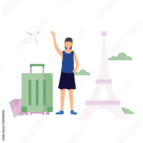  Happy Tourist :Vector Icon which can easily modify or edit