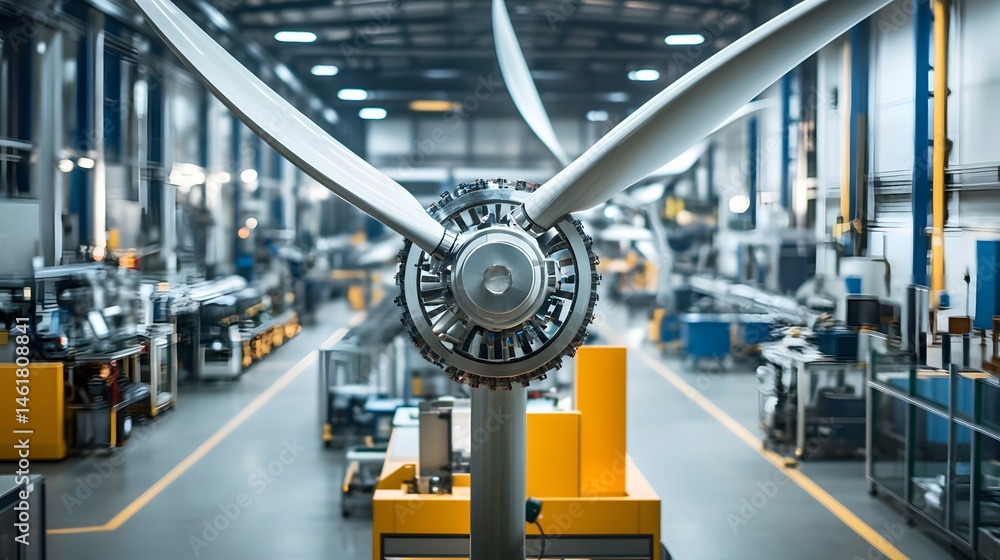 Fototapeta premium Industrial machinery hub with complex turbine assembly.