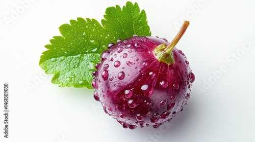 A realistic gooseberry with wet texture, on white background