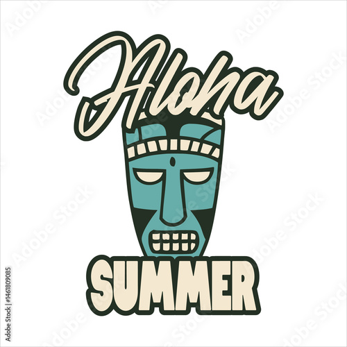 Summer Tiki Mask Totem Illustration, Ancient Totem 